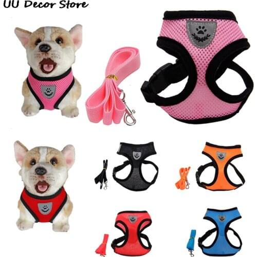 Breathable Small Dog Pet Harness And Leash Set Puppy Cat Vest Harness Collar For Chihuahua Pug Bulldog Cat Arnes Perro