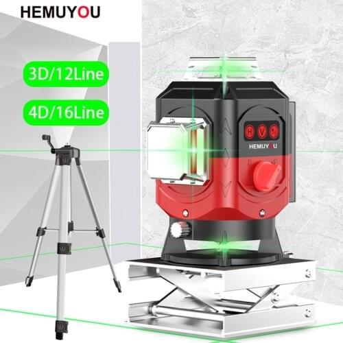 HEMUYOU 12/16 Line 3D/4D Red Laser Level Meter Self-leveling 360 Degree Horizontal And Vertical Cross Line Green Laser Line