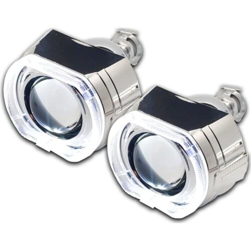 Headlight Lenses Angel Eyes Bi-xenon H1 HID Projector Square Switchback Running Lights Halo Lens Kit For H7 H4 Car Accessories