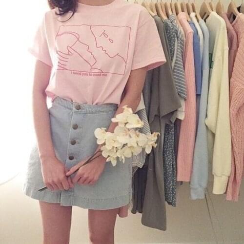 I Need You To Need Me cute T-Shirt 100% Cotton unisex women aesthetic harajuku grunge graphic Fashion Vintage tshirt fit top tee