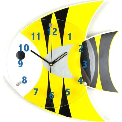 Cute cartoon quiet personality bedroom wall clock creative fashion living room watch children art fish