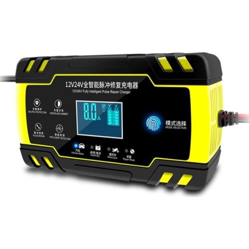 Motorcycle Lawn Mower Tractor Automatic Smart Car Battery Charger Pulse Repair Starter 12V/24V AGM/GEL Truck Battery Units