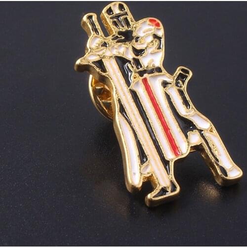 Masonic Knights Templar Seal Crusaders Solomons Temple Pins Brooches Guard with Sword Free Masons Badge Brooch for Men Jewelry