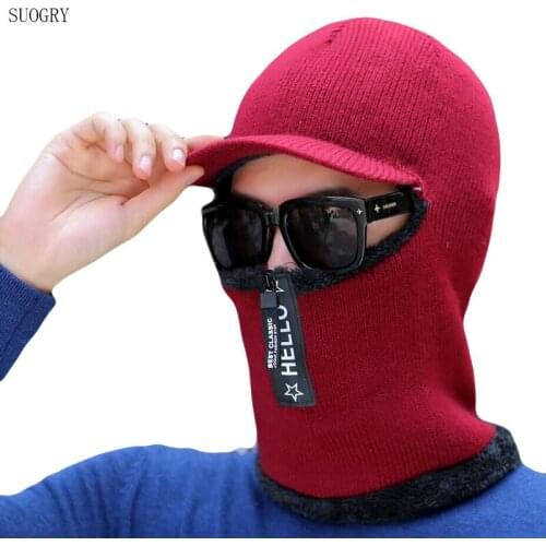 New Warm Winter Hat Siamese Beanie Hat High Quality Winter Hats For Men Outdoor Wool Warm Scarf Cap Set Fashion Knitted Hat