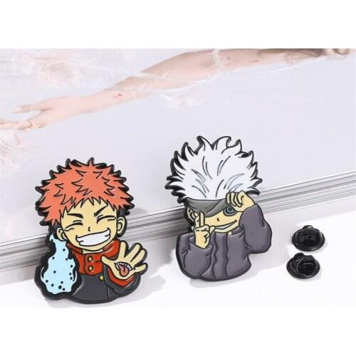 Anime Jujutsu Kaisen Brooch Gojo Satoru Japanese Comic Character Metal Brooch Pin For Friends Kids Decorative Backpacks Gifts