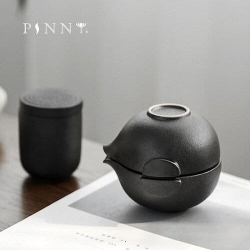 PINNY 1 Pot 3 Cups Porcelain Portable Tea Set Travel Ceramic Kung Fu Teaware Sets Outdoor Drinkware Porcelain Tea Cups