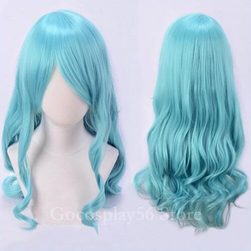 BanG Dream! Cosplay Hikawa Sayo Wig Light Blue Curly Long Synthetic Hair Heat Resistant Halloween Role Play