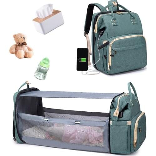 Hot Selling Fashion Multifunctional Portable Folding Crib Mummy Bag Large Capacity Leisure Outing Mother and Baby Bag Backpack