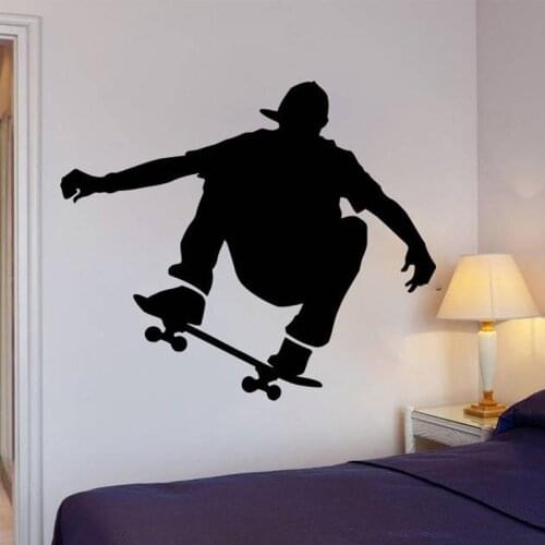 SKATEBOARDER Skate Wall Art Vinyl Stickers Skateboard Wall Stickers Kids Room Removable Home Decor Waterproof Murals 2252