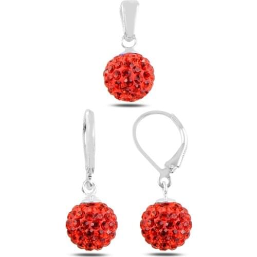 Silver 925 Sterling Ball Crystal Cubic Zirconia Set