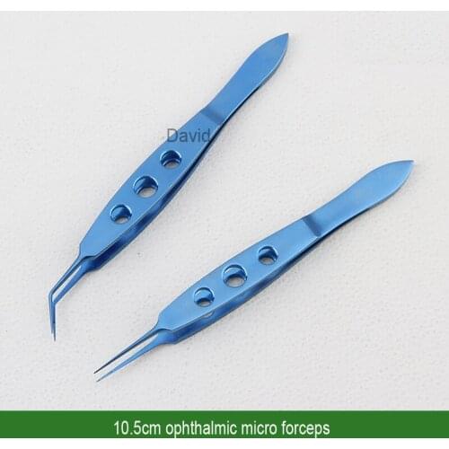 10.5 cm Titanium alloy flat handle micro forceps clip fat forceps dovetail toothed platform double eyelid ophthalmic forceps