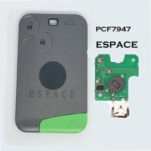 2 Buttons Smart Remote Key PCF7947 Chip 433Mhz for Renault Laguna Espace Smart Card Remote