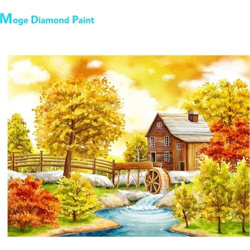 Water Truck Autumn Tree Diamond Painting Scenic Round Full Drill Nouveaute DIY Mosaic Embroidery 5D Cross Stitch Home Decor Gift