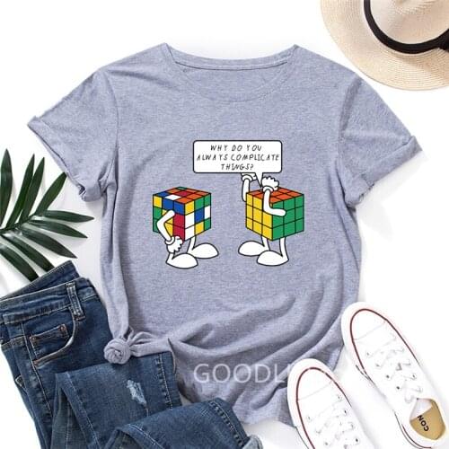 Funny Russia Cube Graphic Tee for Women Summer Casual Short Sleeve O-neck 100% Cotton T-shirt Tops Female Tshirt Harajuku Shirt