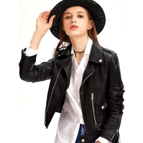 New 100% Sheepskin Genuine Jacket Women Slim Short Plus Size 4XL Ladies Real Leather Coat Streetwear Female High Quality