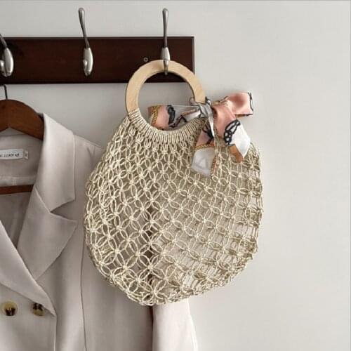 Female Handbag New Hollow Straw Net Larger Capacity Tote Bag Casual Beach Weave Ring Portable Bags For Women Сумка Женская Сумки