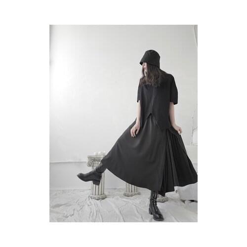 Yamamoto style Dark half-length skirt woman loose personality irregular design feeling minority a-line black skirt