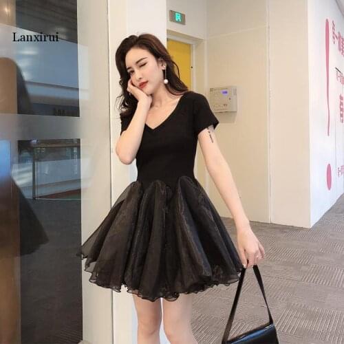 Womens Clothing fashion brand New summer party dress Retro sexy style short sleeve v-neck off shoulder black ball gown dresses