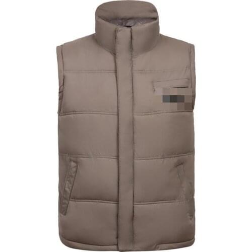 Man Autumn Plus Size Casual Mandarin Collar Zip Solid Waistcoat Men Winter Pocket Warm Down Vest Male Autumn Warm Outerwear