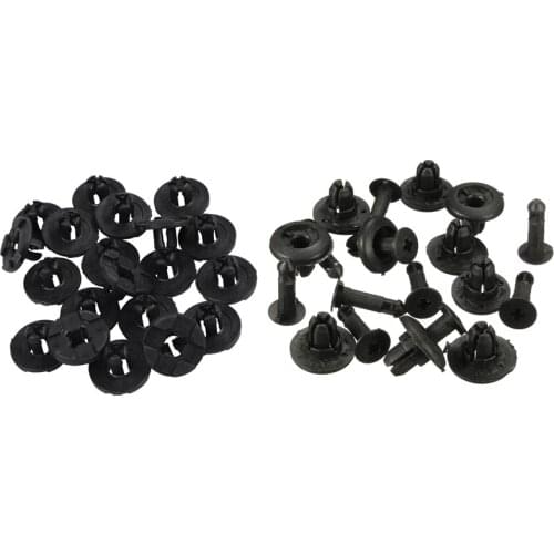 10pcs Front Rear Bumper Push Retainer Clips for Subaru & 20Pcs Plastic Rivets for Clip Screw Type Fastener, Black