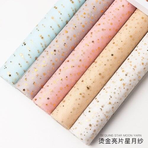 5 Yard Luxury Gold Foil Star Gauze Flower Bouquet Wrapping Yarn Gauze Wrapped Material Flower Shop Packaging Material