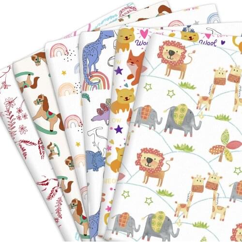 50*145cm Cartoon Animal 100% Pure Cotton Polyester Cotton Material Patchwork Sewing Fabrics Quilt Needlework DIY Cloth