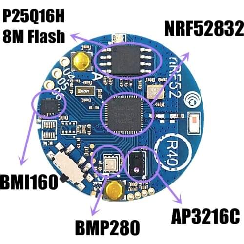 Bluetooth 5 BLE 4.0 NRF52832_SENSOR_R40 Acceleration Gyro Ambient Light Sensor Module Onboard BMI160 AP3216C BMP280 8M Flash