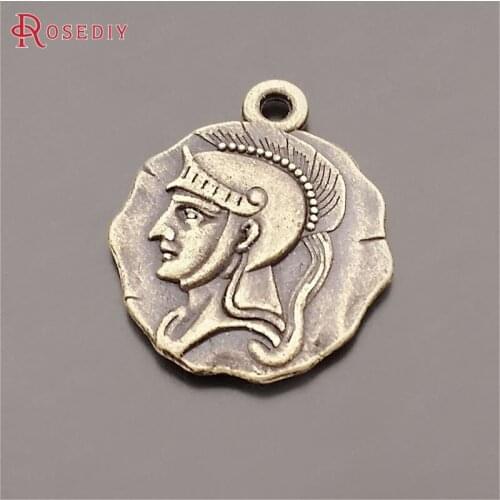C120)20 pieces 24x20mm Antique Bronze Zinc Alloy Knight Head Portrait Charms Pendants Diy Jewelry Findings Accessories