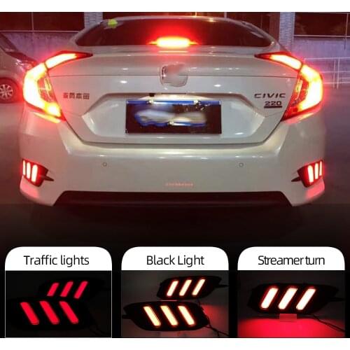 CSCSNL 2Pcs For Honda Civic 2016 2017 2018 LED Reflector tail light Brake warning Lamp Rear Fog Lamp Rear Bumper Light