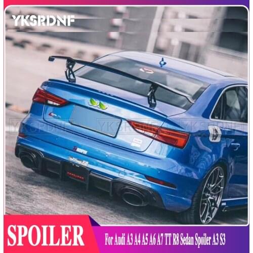 For Audi A3 A4 A5 A6 A7 TT R8 Sedan Spoiler A3 S3 ABS Rear Roof Spoiler Wing Trunk Lip Boot Cover Car Styling