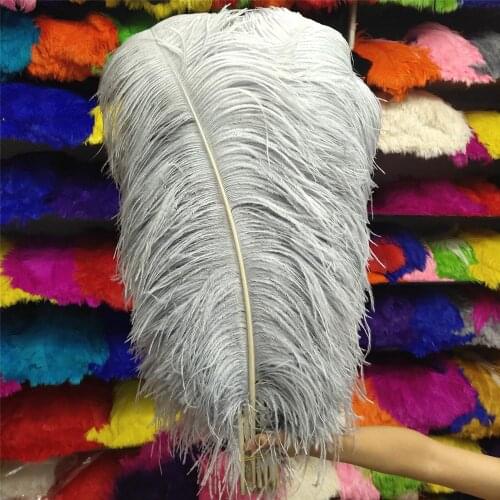 Hot 50 pcs High Quantity Gray 24-26inch/60-65cm "thick Stem" Male Ostrich Feathers DIY Jewelry Craft Making Decoration