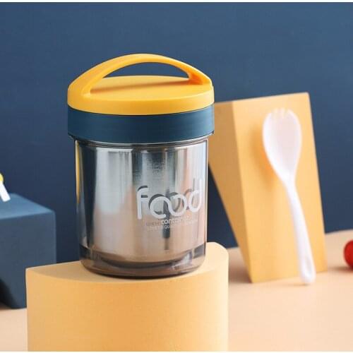 Stainless Steel Insulated Soup Cups Lunch Box Food Container Portable Bottle Sealed Breakfast Cup Milk Oatmeal Cup with Spoon