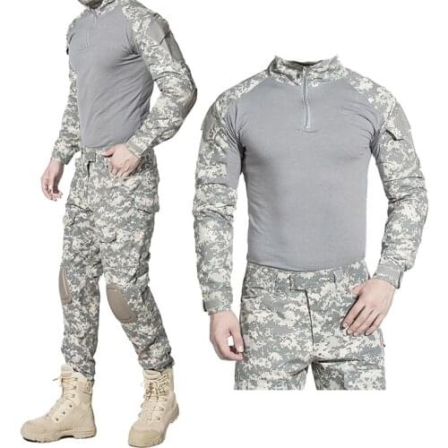 Camouflage Shirts Cargo Pants Outdoor Airsoft Military Shooting Uniform Tactical Combat Paintball Clothing Elbow/Knee Pads Suits