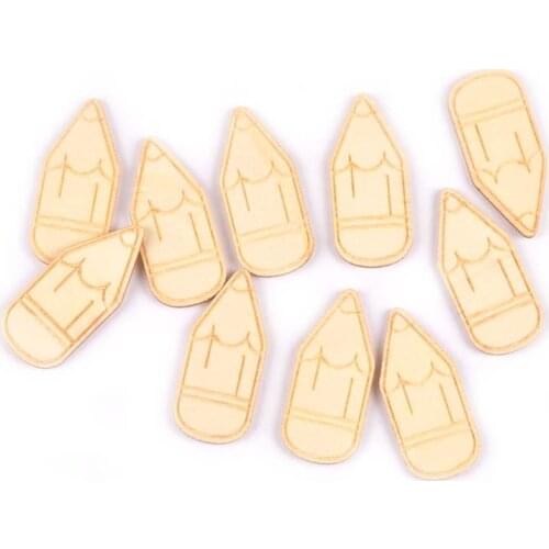Pencil Pattern Wood Accessories DIY Crafts For Handmade Scrapbook Embellishment Home Decor Wooden Ornaments 25pcs 17x38mm M1976