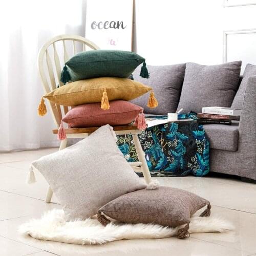 Linen Cushion Cover With Tassels Nordic Pillow Cover For Living Room Pillowcase 18x18 Decorative Pillows Nordic Home Decor