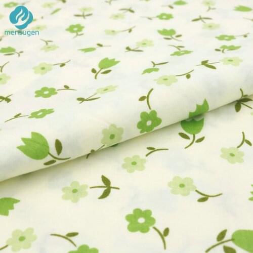 Mensugen 50cm*160cm Green Flower Cotton Fabric for Dresses Cushions Pillows Blanket Textile Sewing Material Tilda Doll Cloth