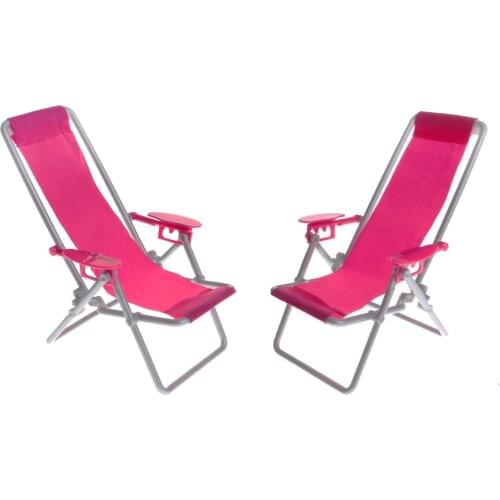 Dollhouse Furniture Miniatures - 1:6 Foldable Deck Chair 2pcs, Great for Action Figures, for 1/6 BJD Dolls