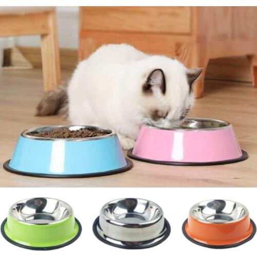 Non-Slip Pet Bowl Cat Dog Feeder Stainless Steel Anti-Drop Bowl Kitten Puppy Feeding Supplies Comedero Perro
