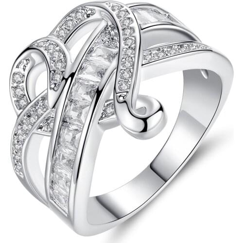 Fashion cross CZ crystal heart ring for male and female wedding rings