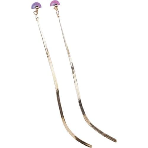 Fashion Women Long Chain Tassel Earrings high-polished Snake Chain Earrings For Party Club Wedding Simple Tassel Earrings