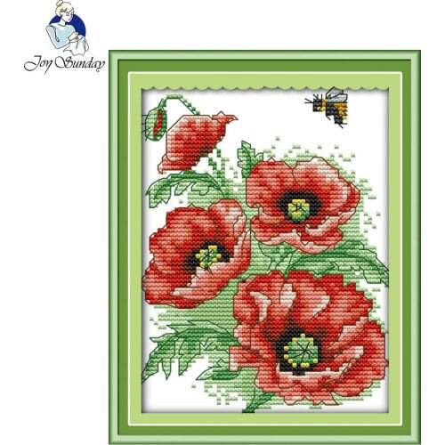 Joy Sunday Bees love flowers patterns Home Decor DIY Counted Cross Stitch Kit Embroidery Set Needlework Living Room Decorative