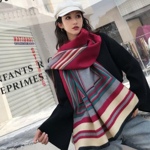 Autumn Winter Women Scarf 200cm*65cm 400g British Style Geometry Tassel Joker Cashmere Scarf Keep Warm Shawl Female Scarves