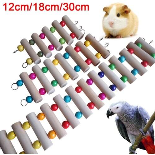 Pets Bird Parrot Ladder Climbing Toy Wooden Beads Hanging Climbing Stand Swing Natural Wood Parrot Ladder Cage Chew Toy Products