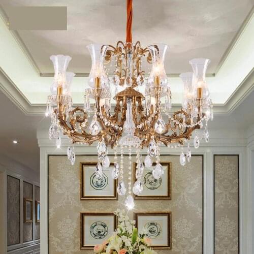 Customized Bronze glass shade dining room chandelier lighting Copper Vanity lighting project living room chandelier led Lamparas