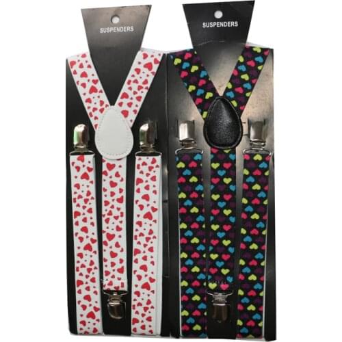Adult Print Love Suspenders Y-back 3 Alloy Clips Elastic Shirt Suspenders For Pants Adjustable Women Colorful Braces