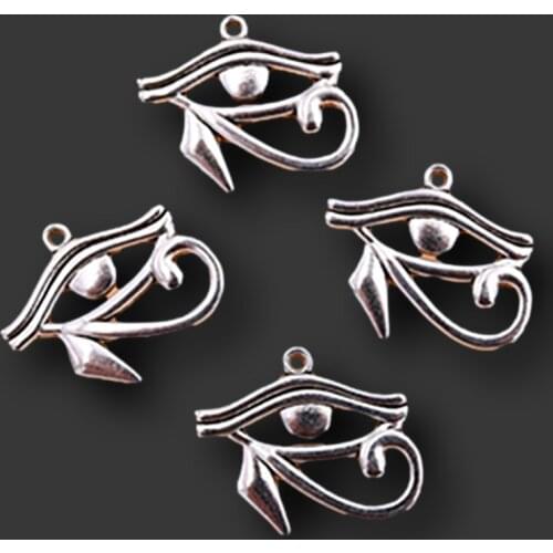 WKOUD 6pcs Silver Plated the eye of horus charm alloy pendants popular necklace bracelet DIY metal jewelry makings A 1433