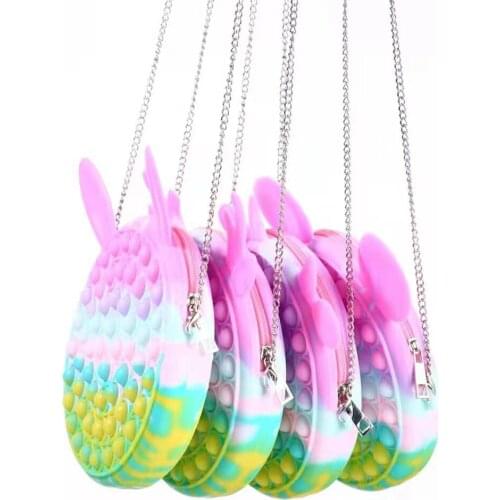 Rainbow Silicone Bag Push Bubble Reliver Stress Antistress Decompression Fidget Toy Simpl Dimmer Womens Backpack Shopper Bag