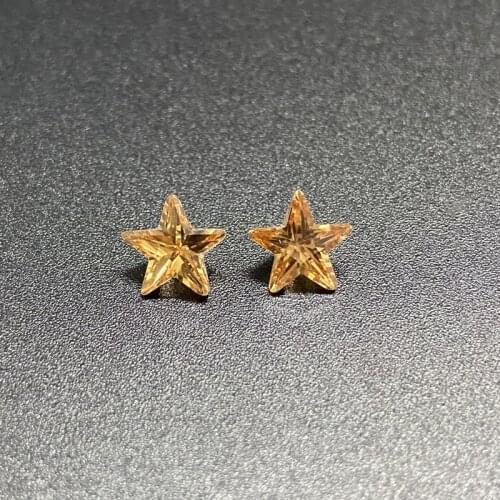 Size 3x3mm~10x10mm 5A Quality Star Shape Champange Cubic Zirconia Stone Star Cut CZ Gems For DIY Jewelry Free Shipping