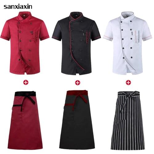 Wholesale Unisex Kitchen Chef Uniform Bakery Food Service Cook Short Sleeve shirt Breathable Double Breasted Chef Jacket clothes