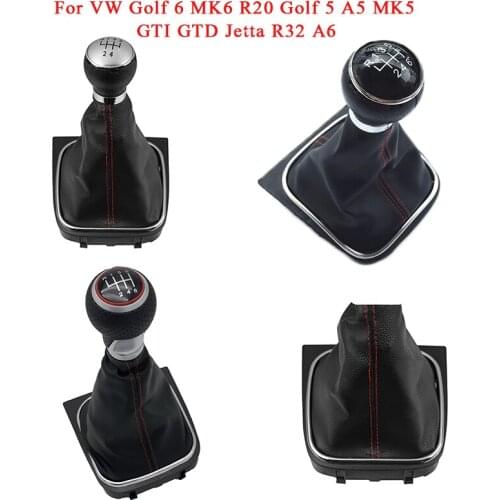 For VW Golf 6 MK6 R20 Golf 5 A5 MK5 GTI GTD Jetta R32 A6 2004-2014 5 / 6 Speed Car Gear Stick Level Shift Knob Gaiter Boot Cover